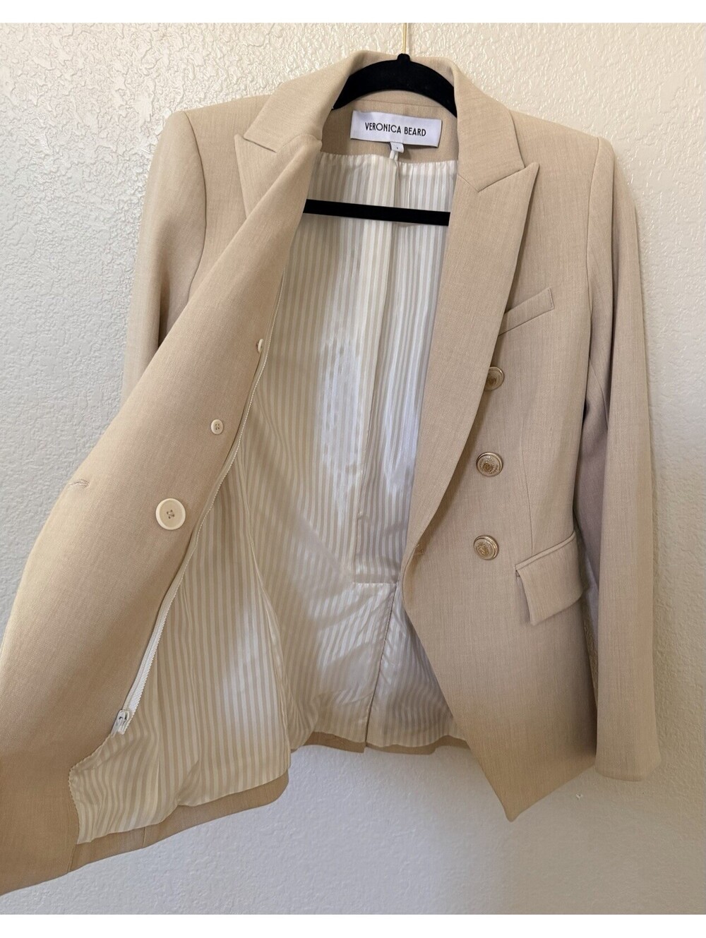 New Veronica Beard Miller Dickey Jacket In Heathered Sand Size 2 $798 - Picture 6 of 13